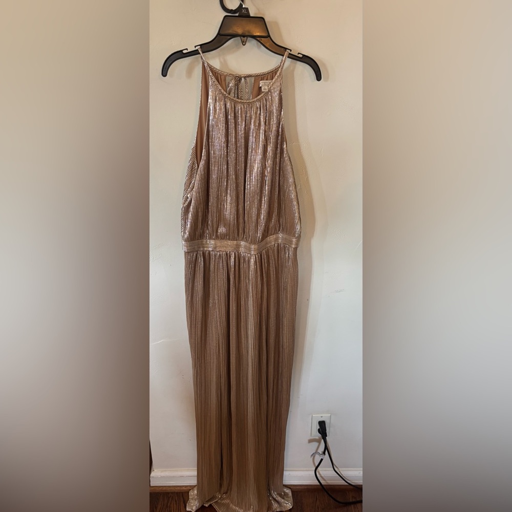 New York & Company Shimmering Gold Maxi Dress